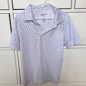 Johnnie-O White Polo with Blue and Red Pattern